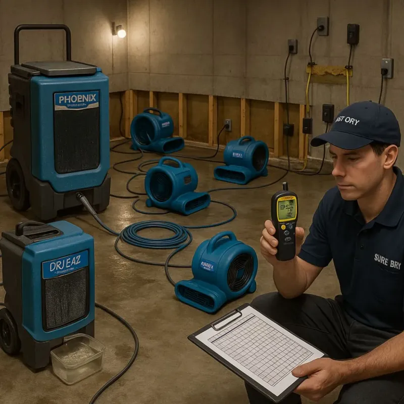 Structural Drying and Dehumidification process in Sunset, UT